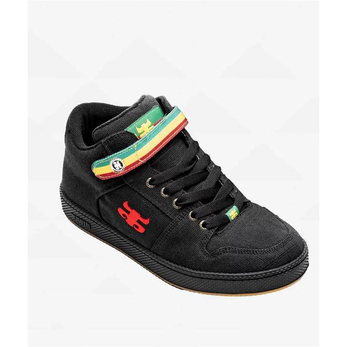 【★百貨店SALE★6/11真夜中2時迄】Ipath 【 Grasshopper Black \u0026 Rasta Skate Shoes Men\u0027s Black 】 黒いこと 黒いこと Skate 滑る シューズ 運動すること靴 メンズ 黒いこと 黒いこと