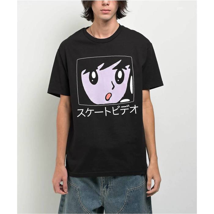 Quasi 【 Video Dept. Black T-Shirt Men\u0027s Black 】 黒いこと 黒いこと プルオーバー メンズ 黒いこと 黒いこと