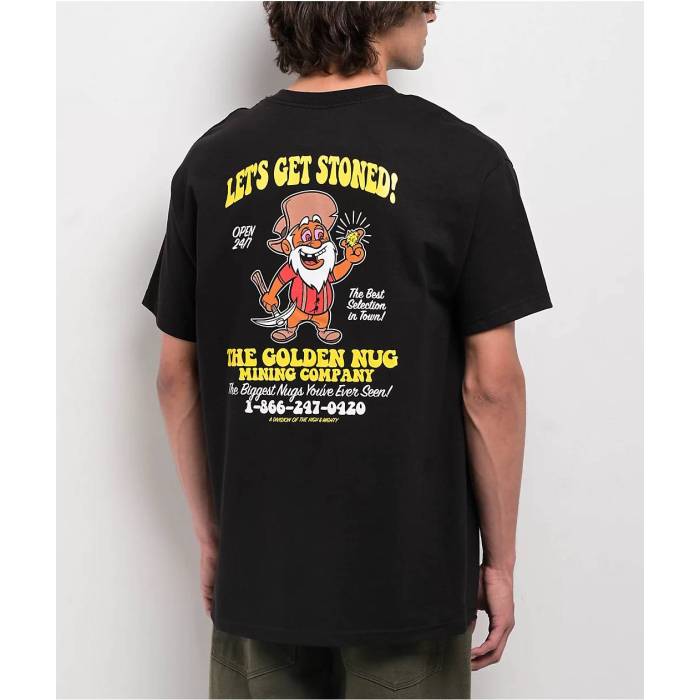 The High \u0026 Mighty 【 Golden Nug Black T-Shirt Men\u0027s Black 】 黒いこと 黒いこと プルオーバー メンズ 黒いこと 黒いこと