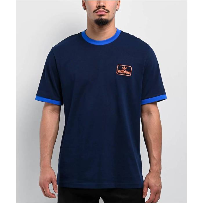 【★百貨店SALE★6/11真夜中2時迄】アディダス Adidas 【 Contrast Navy Ringer T-Shirt Men\u0027s Navy 】 紺色 米国海軍 ティーシャツ メンズ 紺色 米国海軍