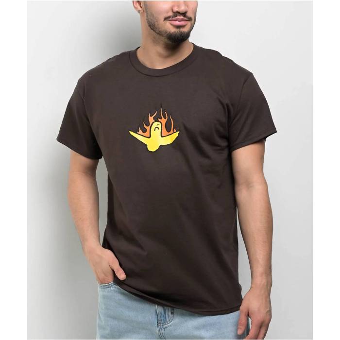 【★百貨店SALE★6/11真夜中2時迄】Krooked Skateboards 【 Krooked Fire Bird Brown T-Shirt Men\u0027s Brown 】 火の手 赤銅色 赤銅色 ティーシャツ メンズ 赤銅色 赤銅色