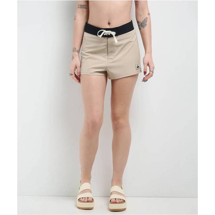 クイックシルバー Quiksilver 【 Kelli Contrast Tan Women's Board Shorts Women's Natural 】 レディース ショーツ レディース ナチュラル