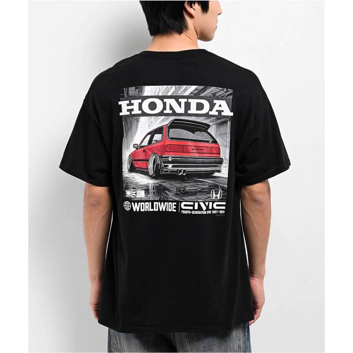 Honda 【 Moodz Black T-Shirt Men Black 】 黒色 ブラック Tシャツ メンズ 黒色 ブラック