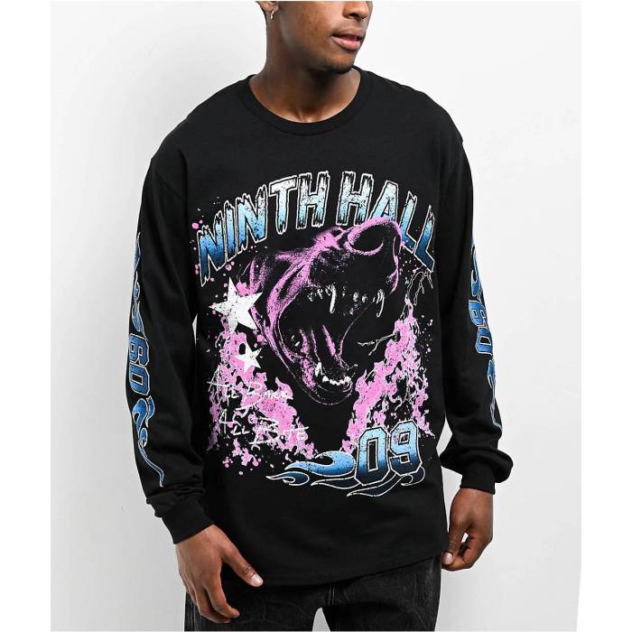 【★百貨店SALE★6/11真夜中2時迄】Ninth Hall 【 Hell Dog Black Long Sleeve T-Shirt Men\u0027s Black 】 黒いこと 黒いこと Sleeve 衣袂 ティーシャツ メンズ 黒いこと 黒いこと