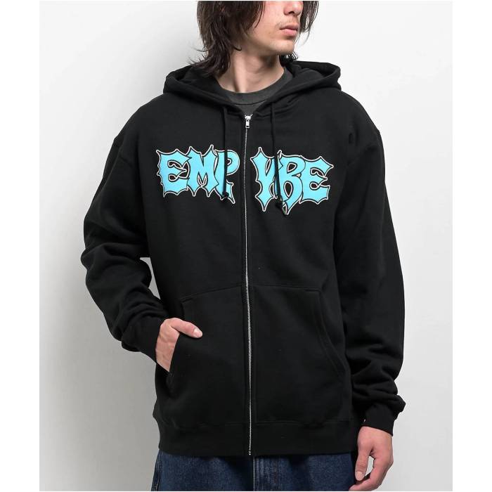 エンパイア Empyre 【 Cringe Logo Black Zip Hoodie Men's Black 】 ロゴ 黒色 ブラック フーディー パーカー メンズ 黒色 ブラック|スニケス