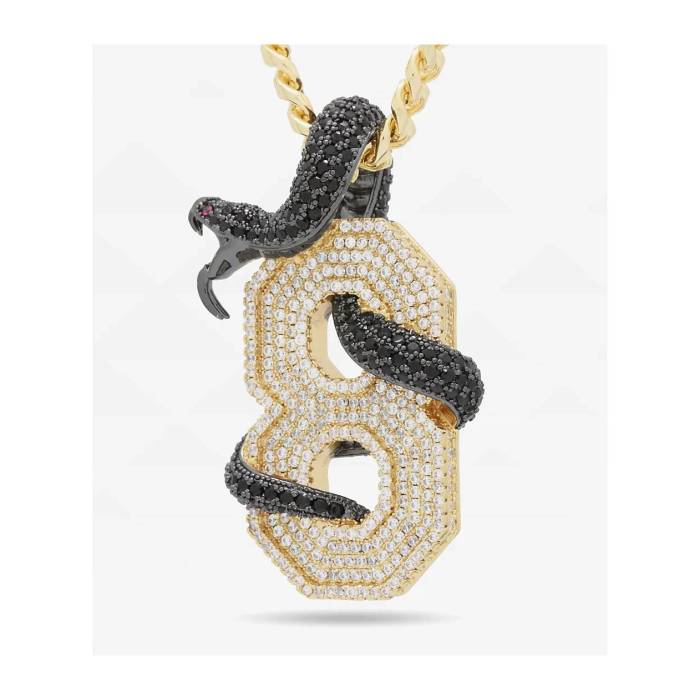 King Ice 【 Black Mamba Number 8 Yellow Gold Necklace Men's Gold 】 黒色 ブラック マンバ yellow 黄色・イエロー ゴールド ネックレス メンズ ゴールド