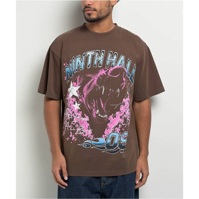 【★百貨店SALE★6/11真夜中2時迄】Ninth Hall 【 Hell Doggie Brown T-Shirt Men\u0027s Brown 】 赤銅色 赤銅色 ティーシャツ メンズ 赤銅色 赤銅色