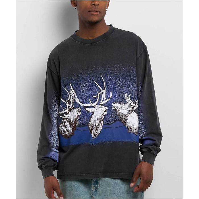【★百貨店SALE★6/11真夜中2時迄】Dravus 【 100 Acre Wood Black Long Sleeve T-Shirt Men\u0027s Black 】 黒いこと 黒いこと Sleeve 衣袂 ティーシャツ メンズ 黒いこと 黒いこと