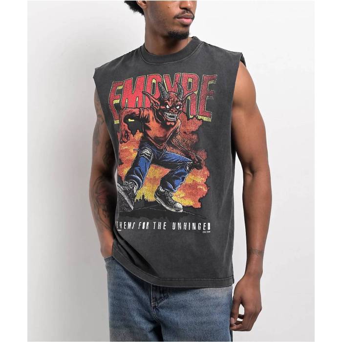 帝国 Empyre 【 Grunge Devil Black Wash Tank Top Men\u0027s Black 】 黒いこと 黒いこと 貯蔵タンクいの一番 メンズ 黒いこと 黒いこと