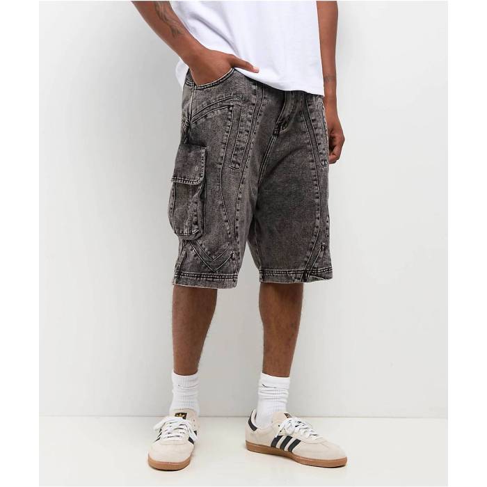 アメリカンスティッチ American Stitch 【 Zig Zag Black Wash Cargo Shorts Men's Grey 】 Zig ジグ 黒色 ブラック カーゴ ショーツ メンズ 灰色 グレー|スニケス