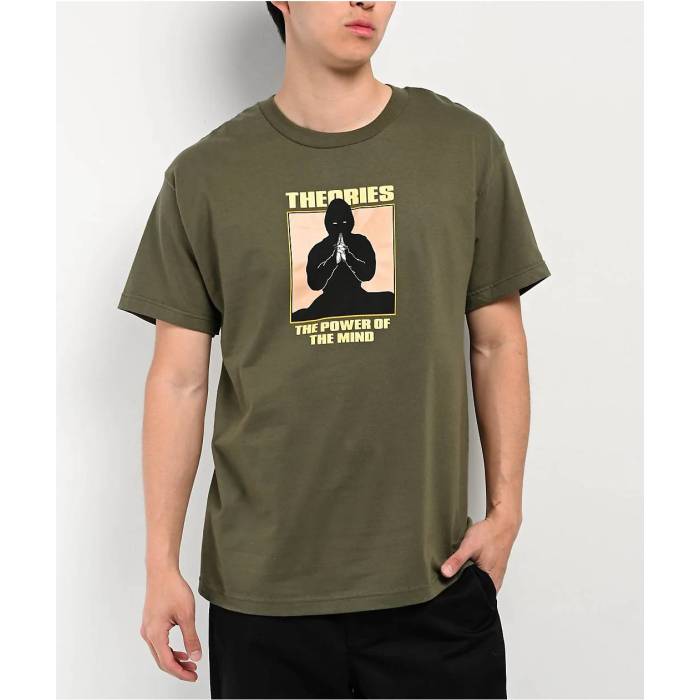 【★百貨店SALE★6/11真夜中2時迄】Theories 【 Power Of The Mind Green T-Shirt Men\u0027s Dark Green 】 Power 力強さ green 緑・緑であること ティーシャツ メンズ green 緑・緑であること