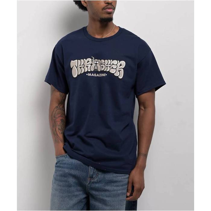 Thrasher 【 Bully Navy T-Shirt Men\u0027s Navy 】 紺色 米国海軍 プルオーバー メンズ 紺色 米国海軍