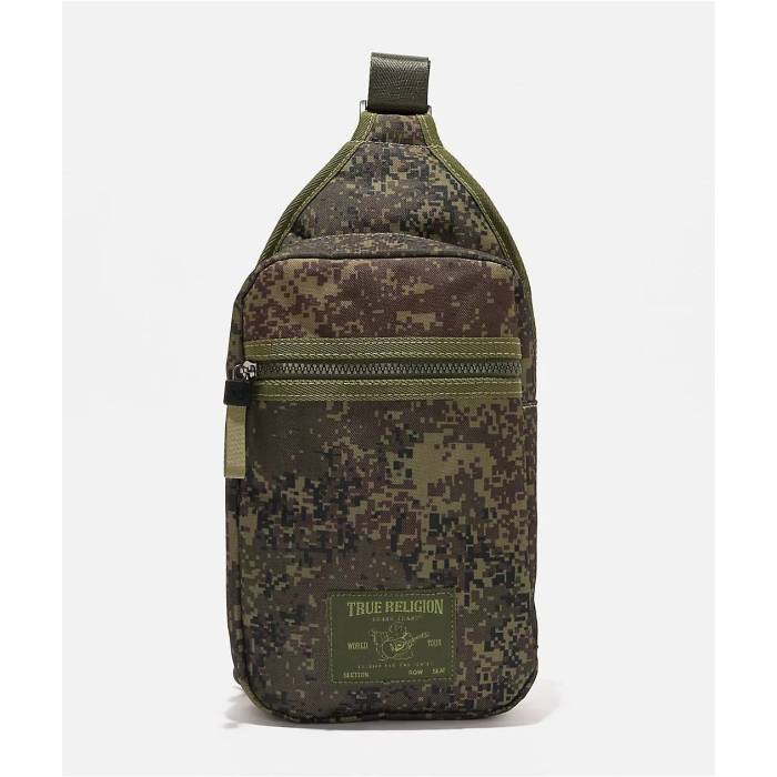 トゥルーレリジョン True Religion 【 Yeta Camo Sling Bag Men\u0027s Medium Green 】 間鴨柄 御徒面子 メンズ green 緑・緑であること