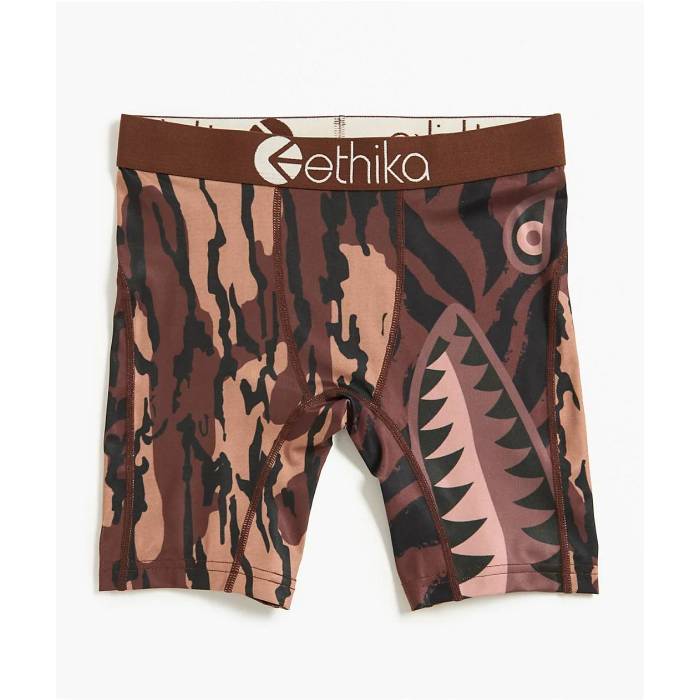 【★百貨店SALE★6/11真夜中2時迄】エシカ Ethika 【 Kids Bomber War Ready Boxer Briefs Kids\u0027 Brown 】 赤銅色 赤銅色