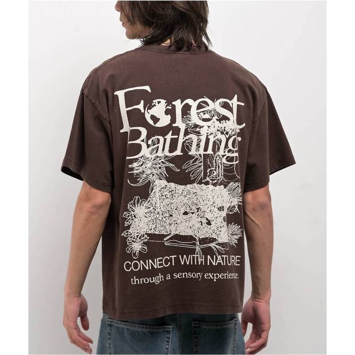 Dravus 【 Forest Bathing Brown T-Shirt Men\u0027s Brown 】 フォレスト 赤銅色 赤銅色 プルオーバー メンズ 赤銅色 赤銅色