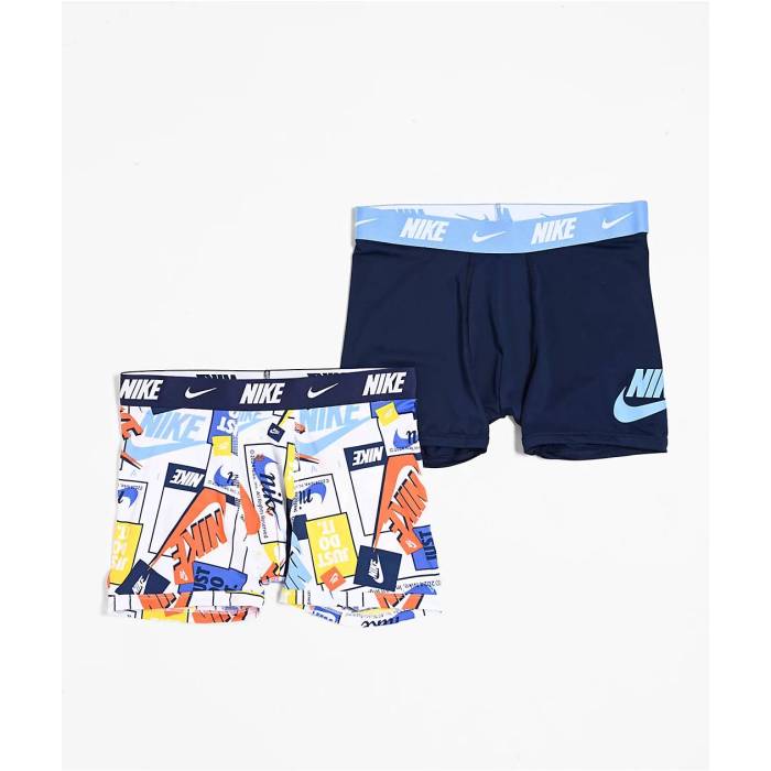 ナイキ Nike 【 Kids Dri-Fit Essential Micro Blue \u0026 White 2-Pack Boxer Briefs Kids\u0027 Multicolor 】 素っ気ない填まる Micro ミクロ 青み 青色 白いこと 白いこと 2個入