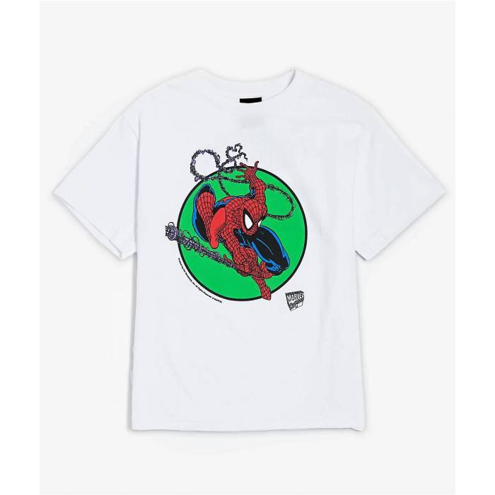 ハフ Huf 【 X Spider-Man Kids Three Hundred White T-Shirt Kids' White 】 白色 ホワイト Tシャツ キッズ ベビー マタニティ キッズファッション トップス Tシャツ カットソー 白色 ホワイト画像