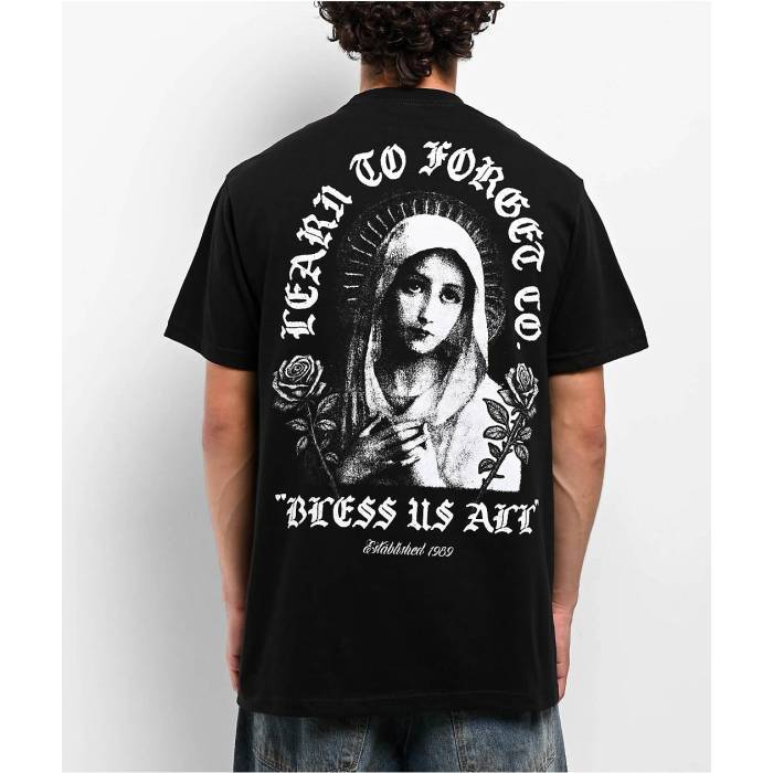 【★百貨店SALE★6/11真夜中2時迄】Ltf 【 Learn To Forget Bless Us All Black T-Shirt Men\u0027s Black 】 黒いこと 黒いこと ティーシャツ メンズ 黒いこと 黒いこと