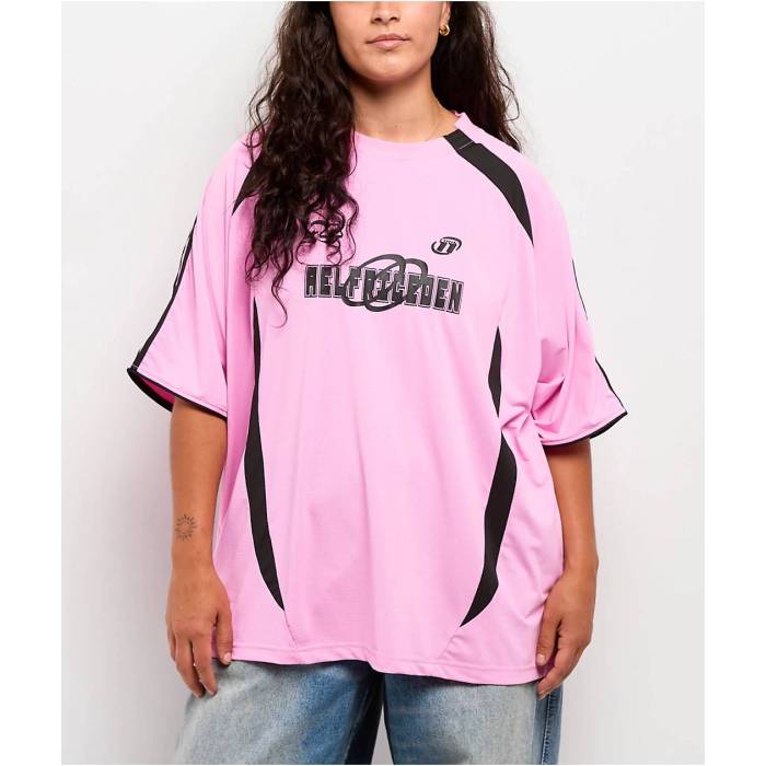 【★百貨店SALE★6/11真夜中2時迄】Aelfric Eden 【 Contrast Color Striped Pink Soccer Jersey Women\u0027s Pink 】 pink サクラ色 Soccer 蹴球 ティーシャツ レディース pink サクラ色