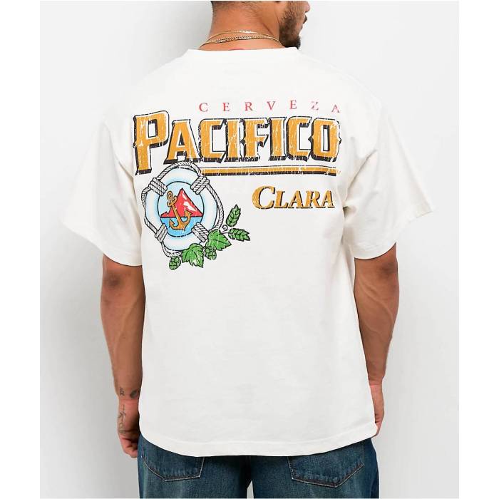 【★百貨店SALE★6/11真夜中2時迄】Pacifico 【 Logo Off White T-Shirt Men\u0027s Natural 】 ロゴタイプ 白いこと 白いこと ティーシャツ メンズ 自然的