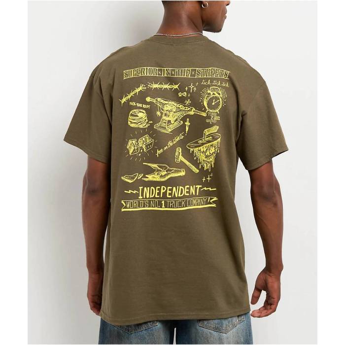 Independent 【 Notebook Green T-Shirt Men's Dark Green 】 green 緑・グリーン Tシャツ メンズ green 緑・グリーン