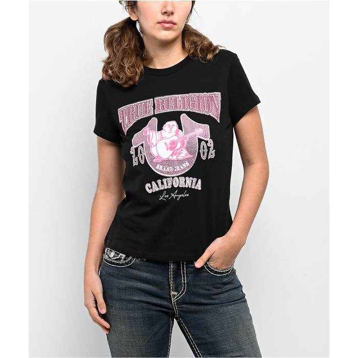 トゥルーレリジョン True Religion 【 Buddha Crystal Black T-Shirt Women's Black 】 黒色 ブラック Tシャツ レディース 黒色 ブラック|スニケス