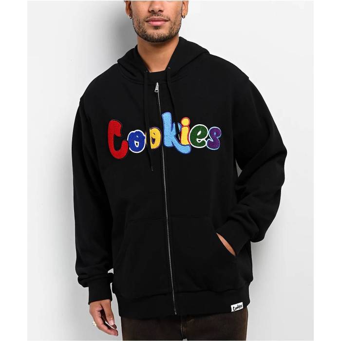 【★百貨店SALE★6/11真夜中2時迄】Cookies Clothing 【 Cookies Chenille Black \u0026 Multicolor Zip Hoodie Men\u0027s Black 】 黒いこと 黒いこと フーディー パーカー メンズ 黒いこと 黒いこと