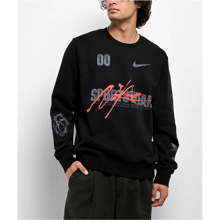 ナイキ Nike 【 Sportswear Victory Club Fleece Black Crewneck Sweatshirt Men's Black 】 Victory ビクトリー クラブ フリース 黒色 ブラック スウェット トレーナー メンズ 黒色 ブラック