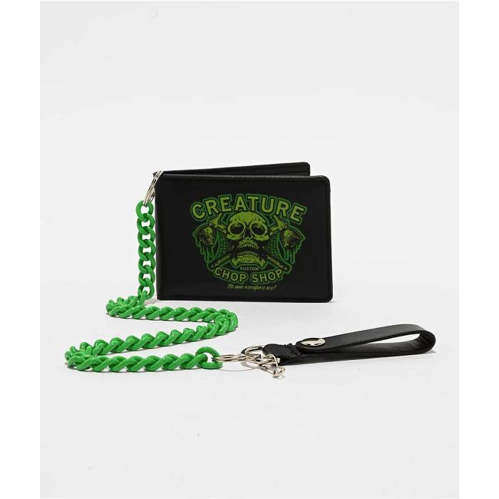 Creature 【 Chop Shop Black & Green Chain Wallet Men's Black 】 黒色 ブラック green 緑・グリーン Wallet ウォレット・財布 メンズ 黒色 ブラック｜スニケス