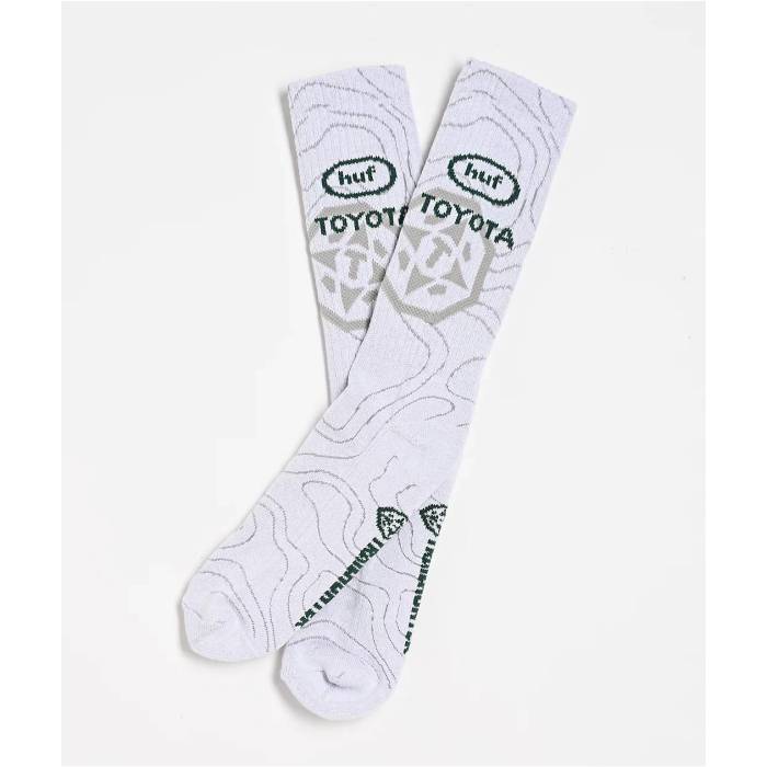 ハフ Huf 【 X Toyota Topography White Crew Socks Men's - 】 白色 ホワイト クルー ソックス・靴下 メンズ NULL 10,374円