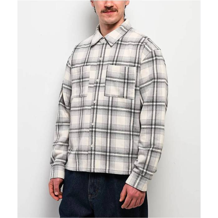 エンパイア Empyre 【 Boxy Off White & Grey Flannel Shirt Men's Grey 】 白色 ホワイト 灰色 グレー メンズ 灰色 グレー 21,024円