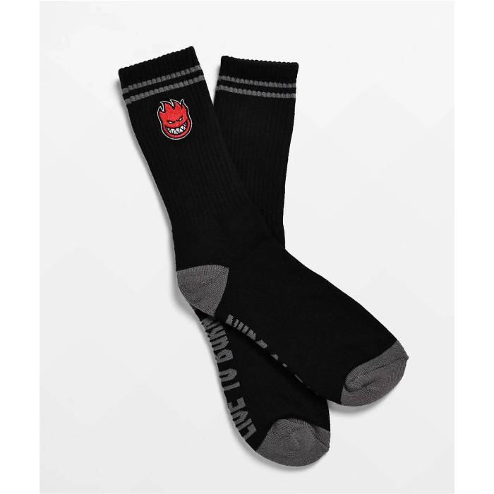 スピットファイア Spitfire 【 Big Head Black Crew Socks Men's Black 】 黒色 ブラック クルー ソックス・靴下 メンズ 黒色 ブラック｜スニケス