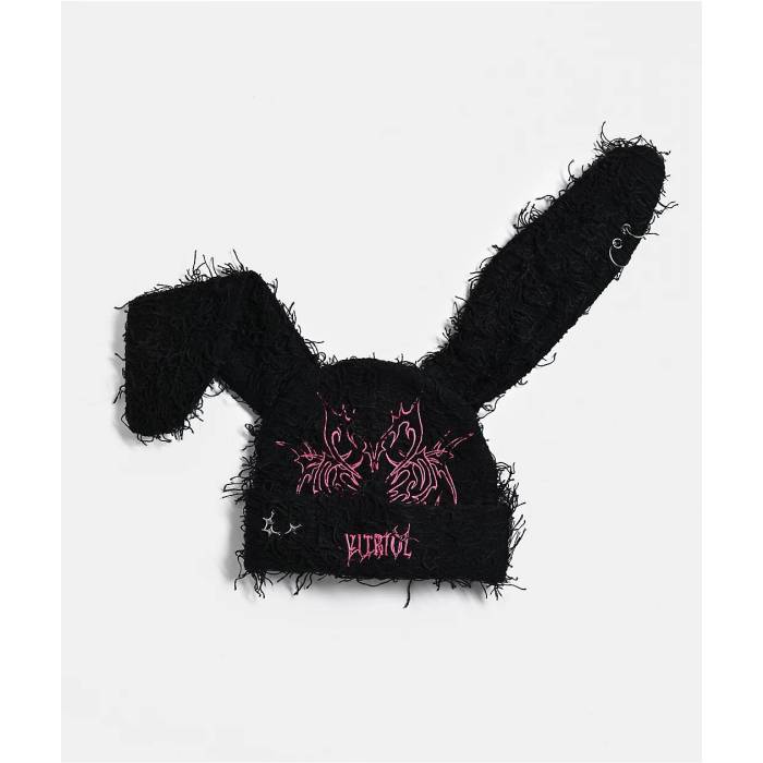 Vitriol 【 Cyber Heart Black Bunny Beanie Men's Black 】 黒色 ブラック キャップ 帽子 メンズ 黒色 ブラック