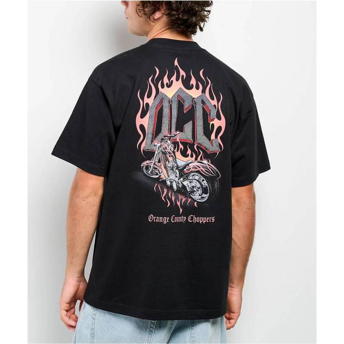Orange County Choppers 【 Hot Flames Black T-Shirt Men's Black 】 フレームス 黒色 ブラック Tシャツ メンズ 黒色 ブラック