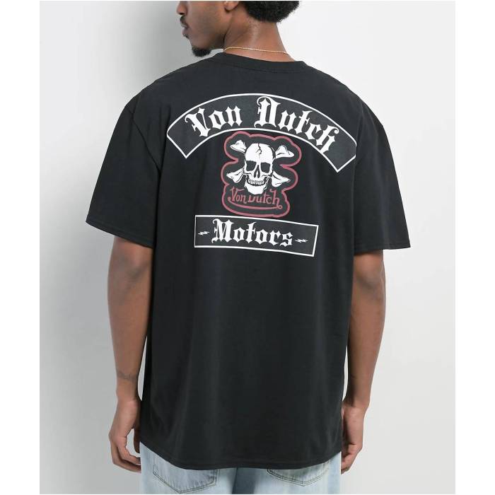 フォンダッチ Von Dutch 【 Crossbone Motors Black T-Shirt Men's Black 】 黒色 ブラック Tシャツ メンズ 黒色 ブラック
