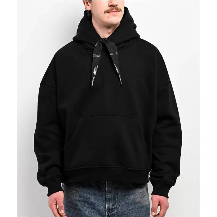 【★百貨店SALE★6/11真夜中2時迄】Shaka Wear 【 Bandana Double Hood Black Hoodie Men\u0027s Black 】 黒いこと 黒いこと フーディー パーカー メンズ 黒いこと 黒いこと