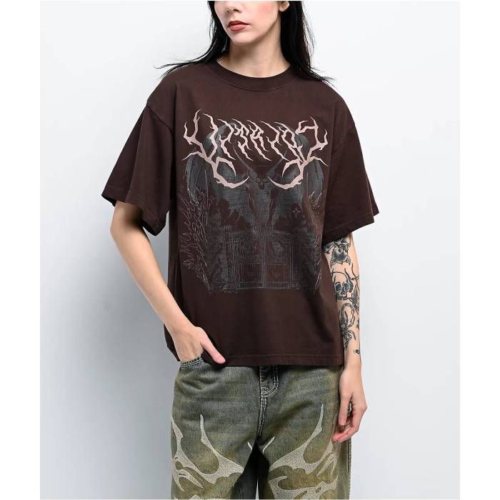Vitriol 【 Torments Gate Brown T-Shirt Women\u0027s Brown 】 赤銅色 赤銅色 プルオーバー レディース 赤銅色 赤銅色