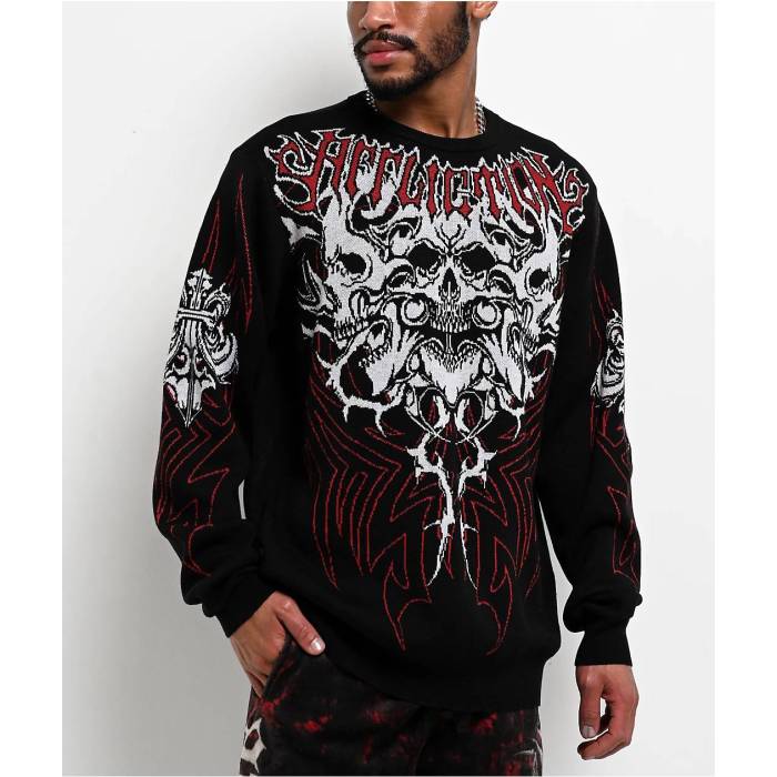 アフリクション Affliction 【 Corrosive Kingdom Black Sweater Men\u0027s Black 】 黒いこと 黒いこと 調教師 メンズ 黒いこと 黒いこと