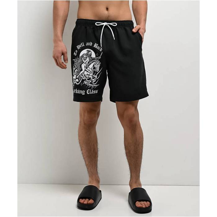 【★百貨店SALE★6/11真夜中2時迄】Lurking Class By Sketchy Tank 【 To Hell And Back Black Board Shorts Men\u0027s Black 】 黒いこと 黒いこと さる股引き メンズ 黒いこと 黒いこと