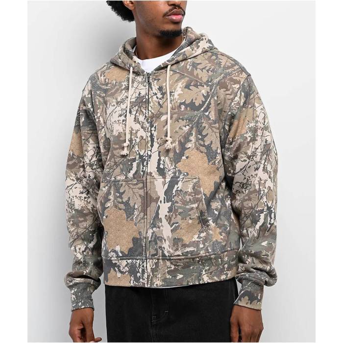 【★百貨店SALE★6/11十二時2時迄】Ita 【 Fractal Camo Crop Zip Hoodie Men\u0027s Green 】 家鴨柄 Crop クロップ フーディー パーカー メンズ green 緑・緑であること