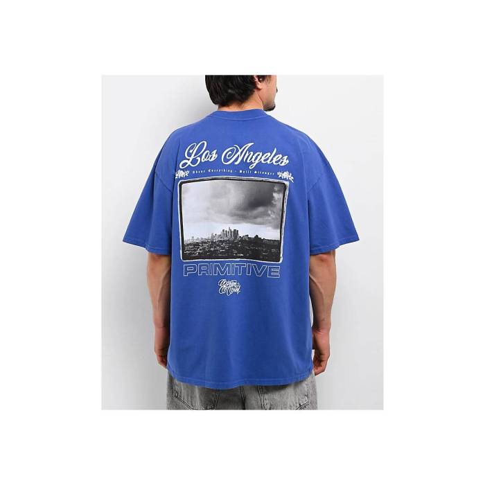 プリミティブ Primitive 【 X Estevan Oriol City Of Angels Blue Boxy T-Shirt Men's Blue 】 シティ angels エンジェルス 青色 ブルー Tシャツ メンズ 青色 ブルー｜スニケス