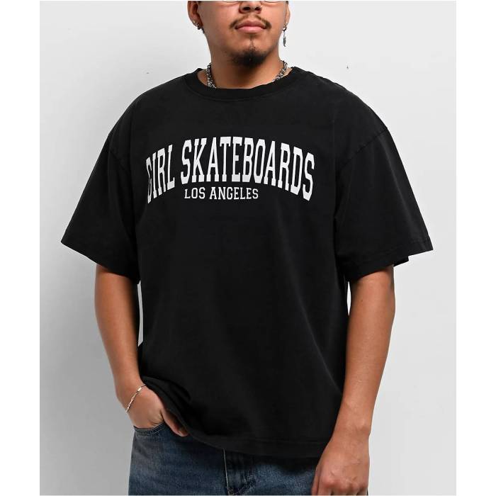 【★百貨店SALE★6/11真夜中2時迄】Girl 【 Collegiate Black T-Shirt Men\u0027s Black 】 黒いこと 黒いこと ティーシャツ メンズ 黒いこと 黒いこと