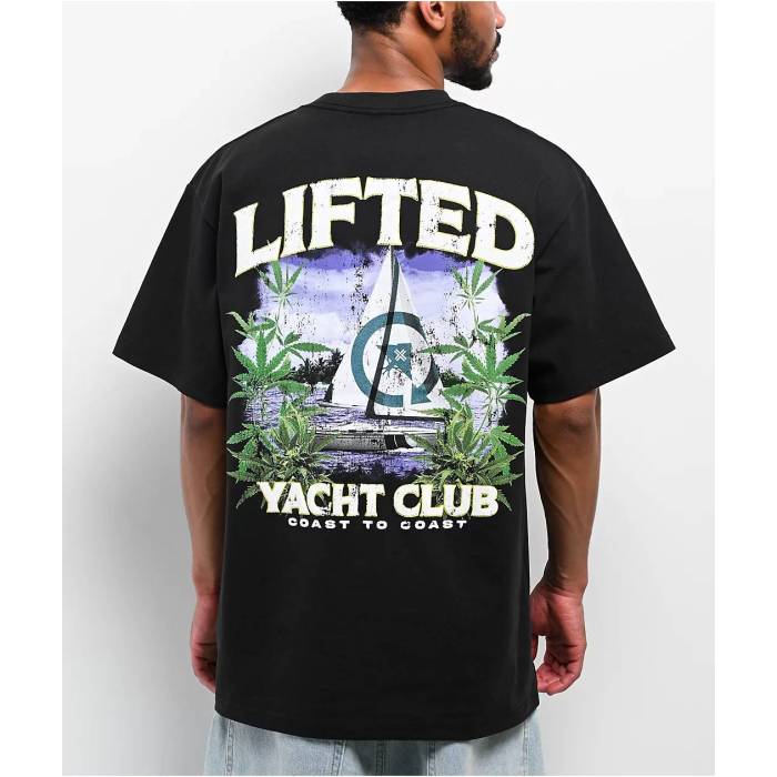 【★百貨店SALE★6/11真夜中2時迄】Lrg 【 Lifted Yacht Club Black T-Shirt Men\u0027s Black 】 レーシングヨット 野球クラブ 黒いこと 黒いこと ティーシャツ メンズ 黒いこと 黒いこと
