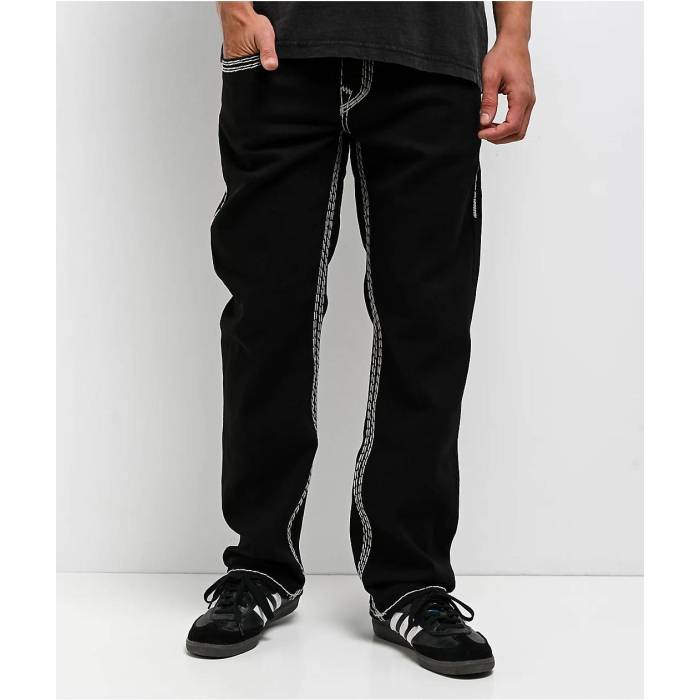 トゥルーレリジョン True Religion 【 Ricky Super Qt Flap Black Straight Leg Jeans Men's Black 】 黒色 ブラック ジーンズ メンズ 黒色 ブラック