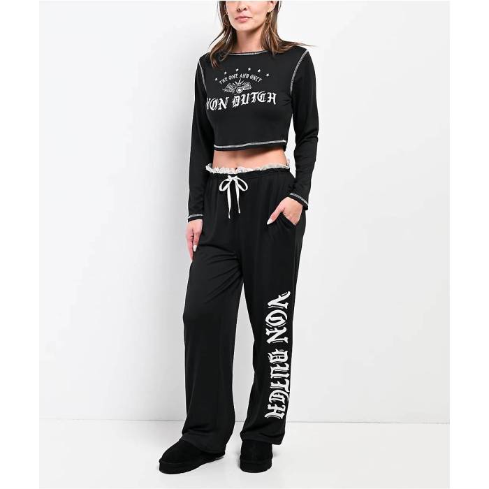【★百貨店SALE★6/11真夜中2時迄】フォンダッチ Von Dutch 【 Yummy Black \u0026 White Lounge Set Women\u0027s Black 】 黒いこと 黒いこと 白いこと 白いこと レディース 黒いこと 黒いこと
