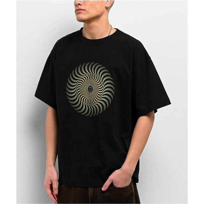 スピットファイア Spitfire 【 Classic Swirl Fade Black T-Shirt Men's Black 】 クラシック 黒色 ブラック Tシャツ メンズ 黒色 ブラック｜スニケス