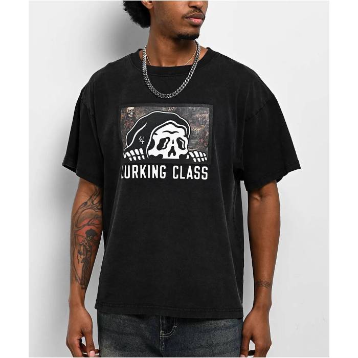 【Lurking Class By Sketchy Tank】Lurking Class By Sketchy Tank 【 Camo Lurker Vintage Black T-Shirt Men's Black 】 カモ柄 vintage ビンテージ・ヴィンテージ 黒色 ブラック Tシャツ メンズ|スニケス