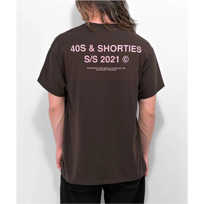 40S \u0026 Shorties 【 General Logo Brown T-Shirt Men\u0027s Brown 】 将星 ロゴタイプ 赤銅色 赤銅色 プルオーバー メンズ 赤銅色 赤銅色