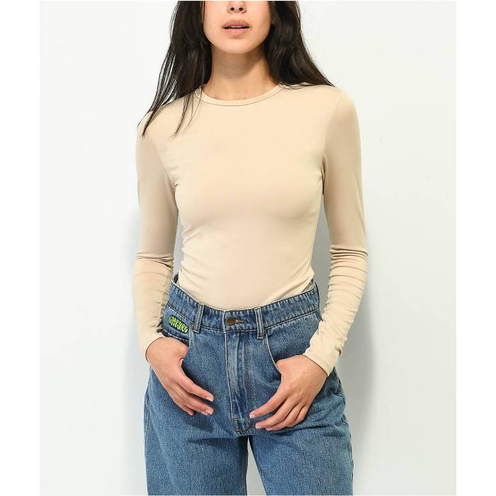 Spicychix 【 Beige Long Sleeve Bodysuit Women\u0027s Beige 】 ベージュ Sleeve 衣手 上半身背広 レディース ベージュ