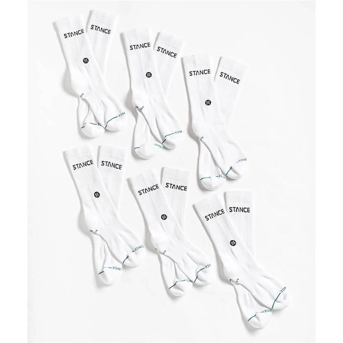 スタンス Stance 【 Origin White 6 Pack Crew Socks Women's White 】 白色 ホワイト クルー ソックス・靴下 レディース 白色 ホワイト